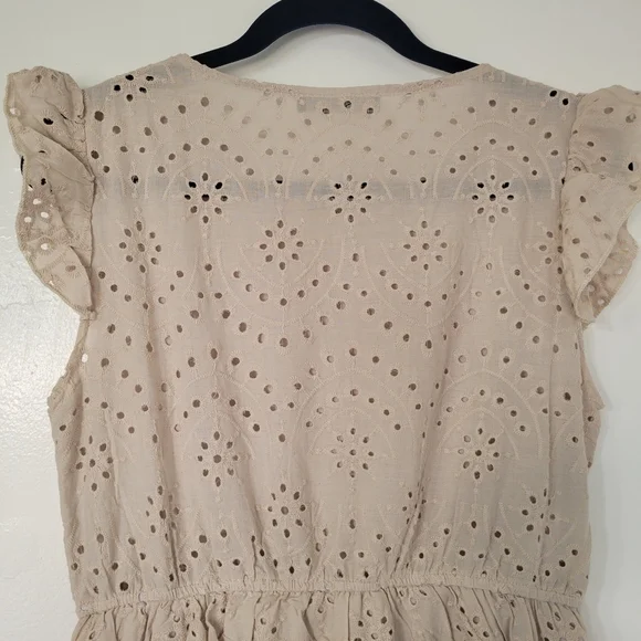 NWT Simplee Tan Eyelet High Waist Dress Size Large - Picture 9 of 12